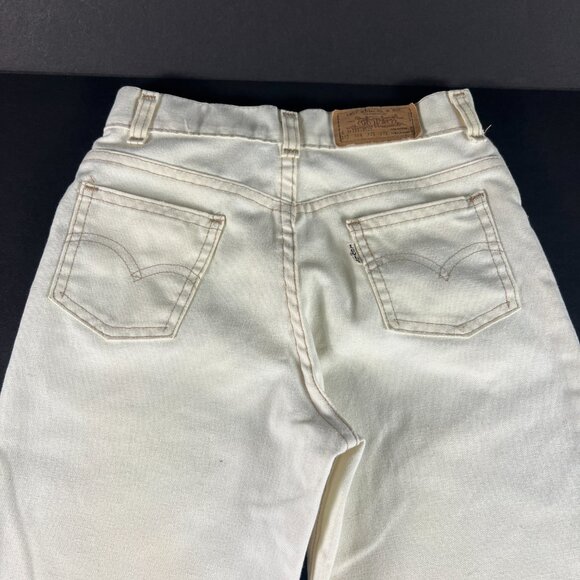 VTG 80s Levi's Girls 12 Reg 31333-3522 Slim Boot Cut Ankle Beige Polyester Pants - Picture 9 of 16